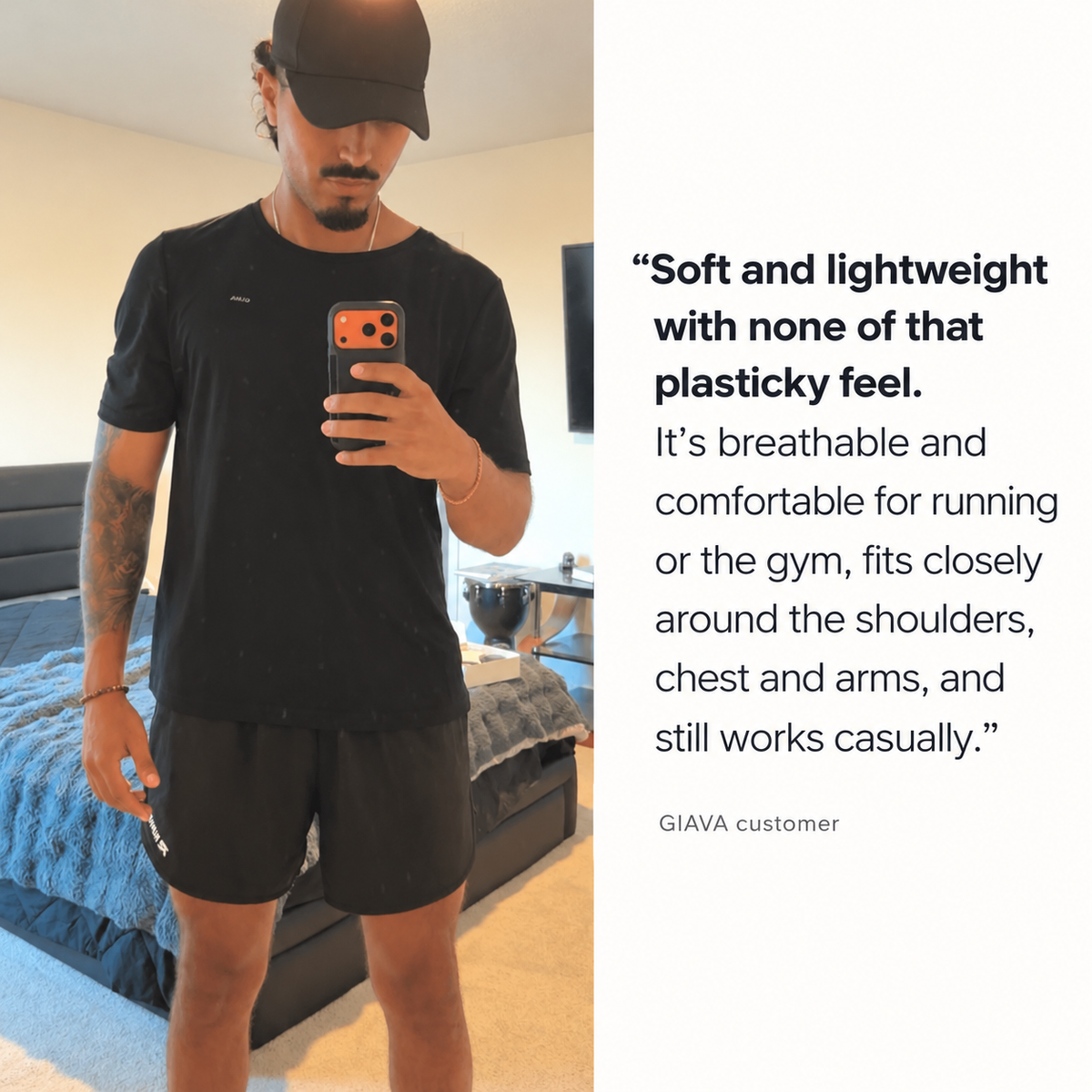 100% Lyocell Black Giava Crew Neck T-Shirt