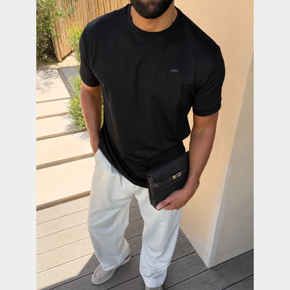 100% Lyocell Black Giava Crew Neck T-Shirt