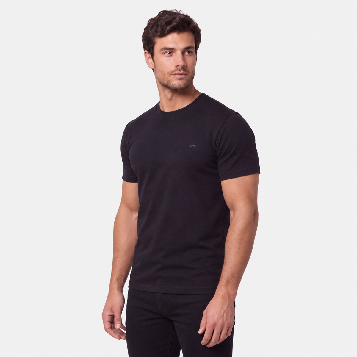 100% Lyocell Black Giava Crew Neck T-Shirt