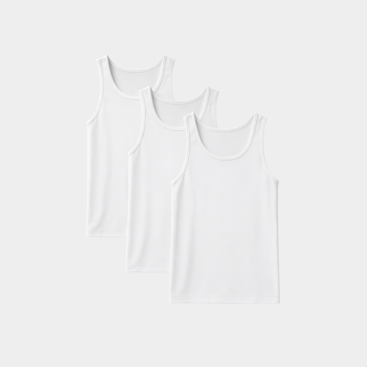 Soft Cotton Fitted White Tank 3 Pack
