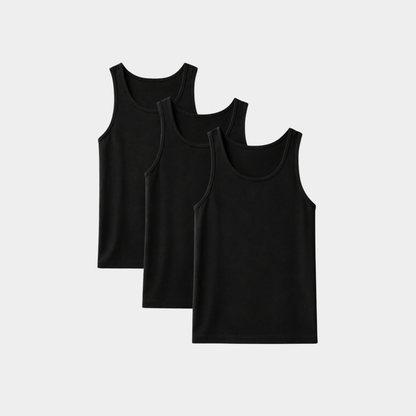 Soft Cotton Fitted Black Tank 3 Pack