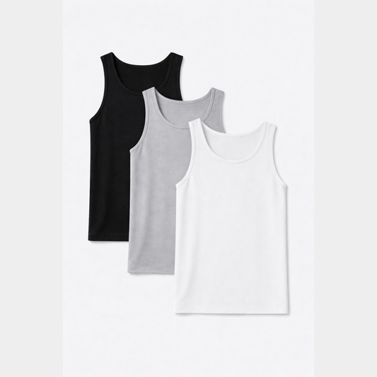 Soft Cotton Fitted Tank Multicoloured 3 Pack