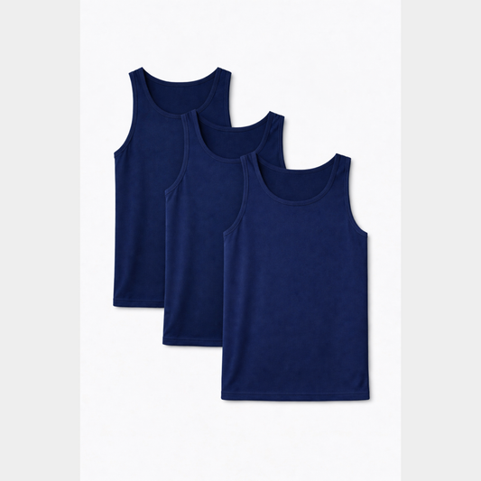 Soft Cotton Fitted Navy Tank 3 Pack