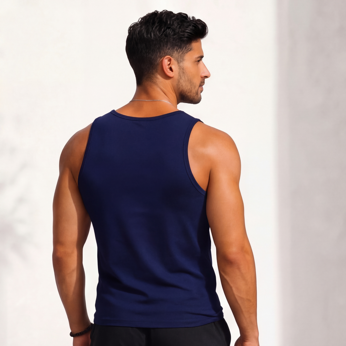Soft Cotton Fitted Navy Tank 3 Pack