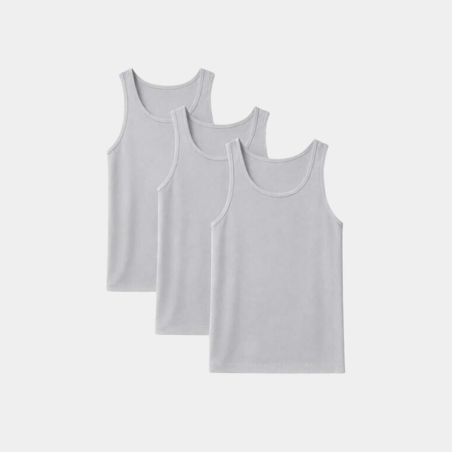 Soft Cotton Fitted Grey Tank 3 Pack