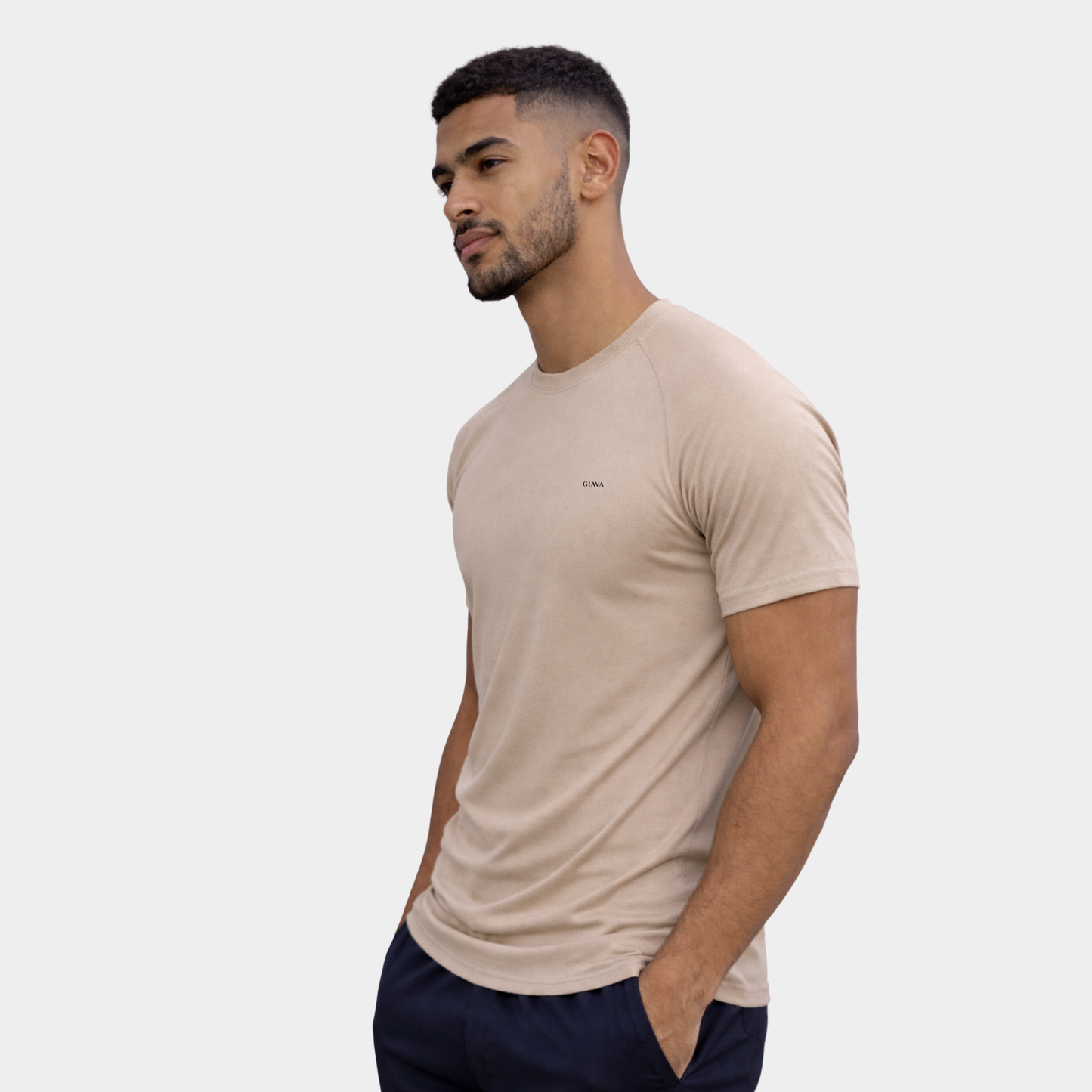 Classic Beige Crew Neck T-shirt